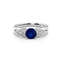 Prong Setting Round Blue Sapphire Solitaire Ring