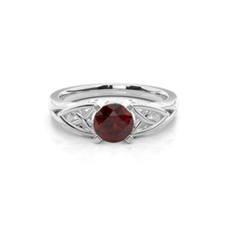 Prong Setting Round Garnet Solitaire Ring