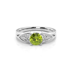 Prong Setting Round Peridot Sapphire Solitaire Ring