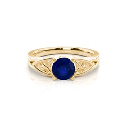 Prong Setting Round Blue Sapphire Solitaire Ring