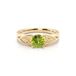 Prong Setting Round Peridot Sapphire Solitaire Ring