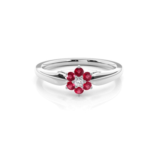 Prong Setting Round Ruby Cluster Ring