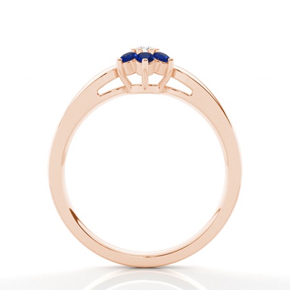 Runder Blauer Saphir-Cluster-Ring In Krappenfassung