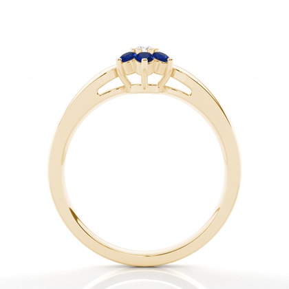 Runder Blauer Saphir-Cluster-Ring In Krappenfassung