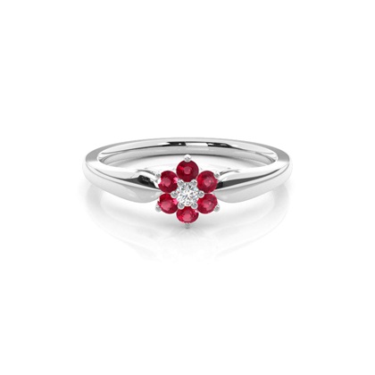Prong Setting Round Ruby Cluster Ring