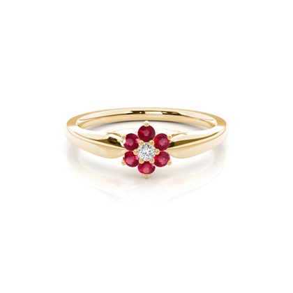 Prong Setting Round Ruby Cluster Ring