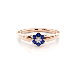 Prong Setting Round Blue Sapphire Cluster Ring