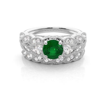 Prong Setting Round Bridal Set Engagement Ring