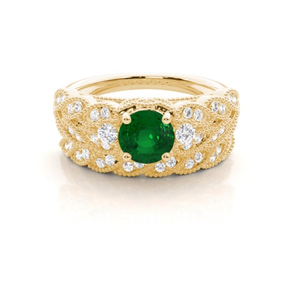Yellow Gold Emerald Diamond Engagement Rings