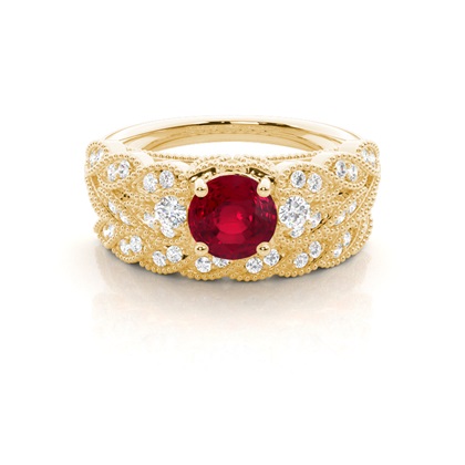 Yellow Gold Ruby Diamond Engagement Rings