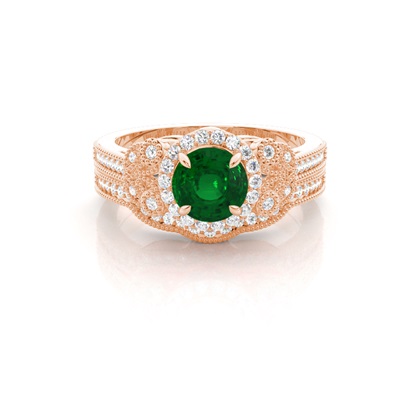 Rose Gold Emerald Diamond Engagement Rings