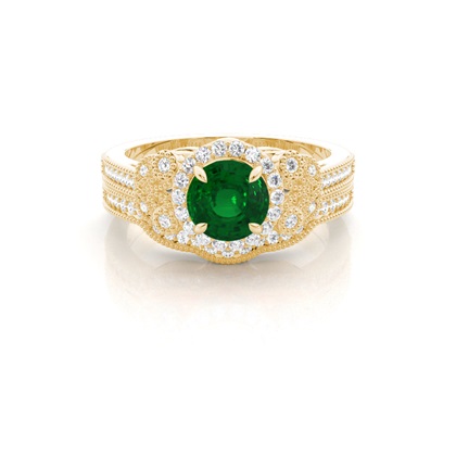 Yellow Gold Emerald Diamond Engagement Rings