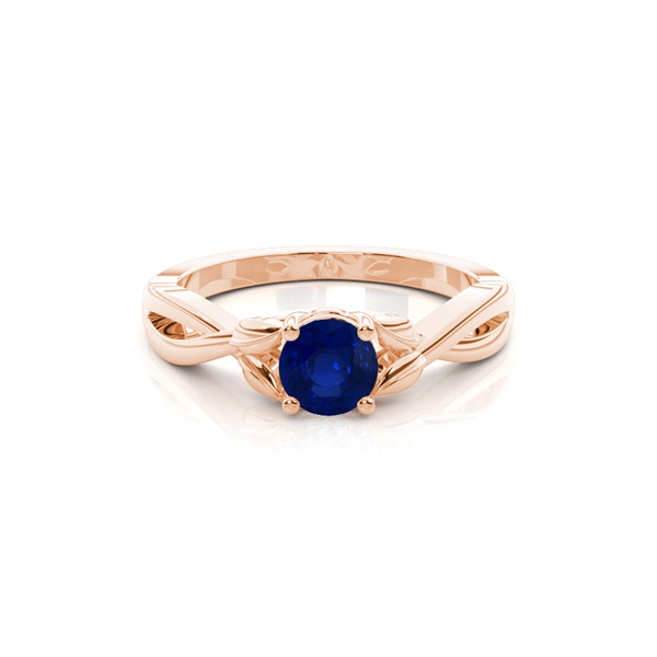 Prong Setting Round Blue Sapphire Solitaire Ring
