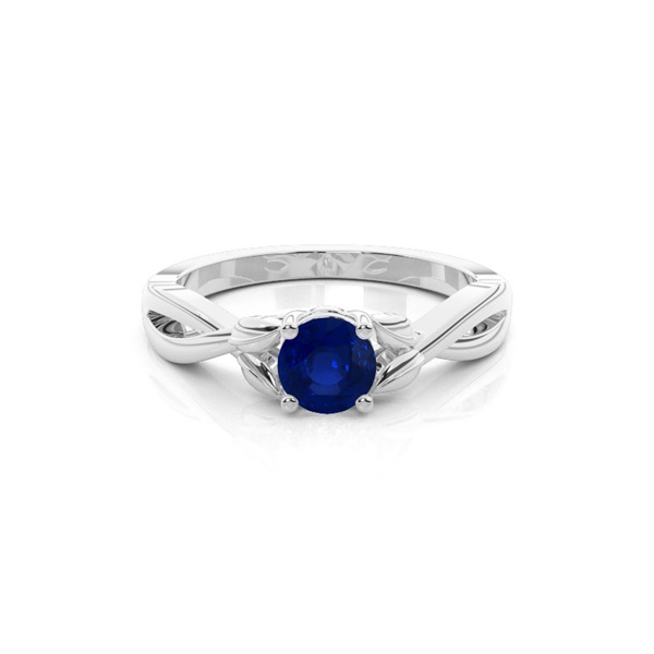 Prong Setting Round Blue Sapphire Solitaire Ring