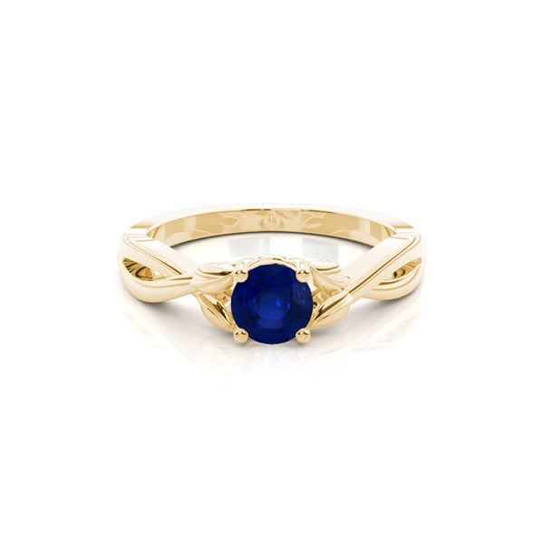 Prong Setting Round Blue Sapphire Solitaire Ring