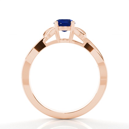 Runder Solitärring Mit Blauem Saphir In Krappenfassung