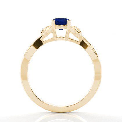 Runder Solitärring Mit Blauem Saphir In Krappenfassung