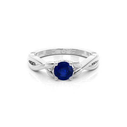 Prong Setting Round Blue Sapphire Solitaire Ring