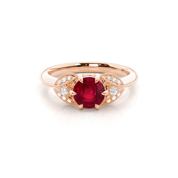 Prong Setting Round Ruby Trilogy Ring