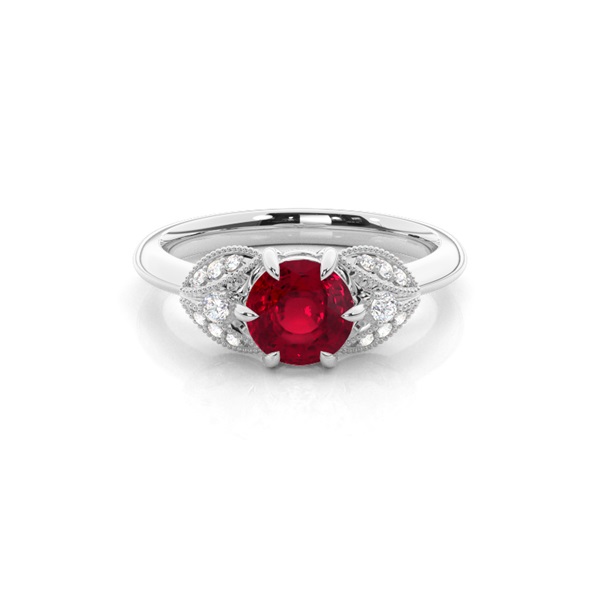 Prong Setting Round Ruby Trilogy Ring