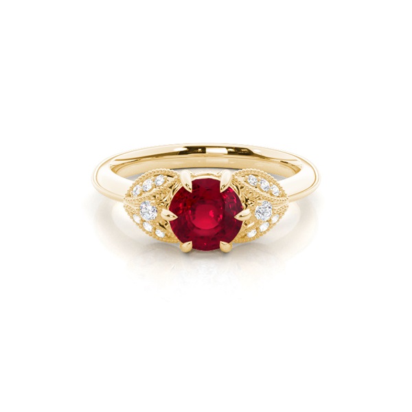 Prong Setting Round Ruby Trilogy Ring