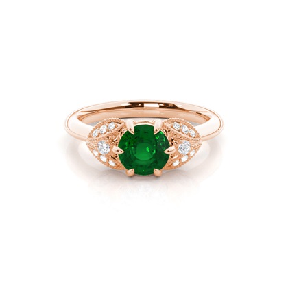 Rose Gold Emerald Diamond Engagement Rings
