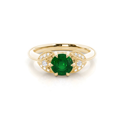 Yellow Gold Emerald Diamond Engagement Rings