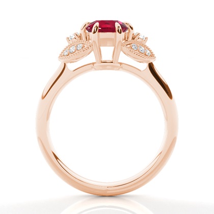 Prong Setting Round Ruby Trilogy Ring