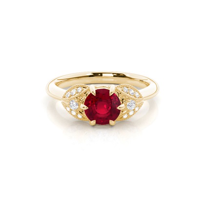 Round Yellow Gold Ethereal Diamond Engagement Rings