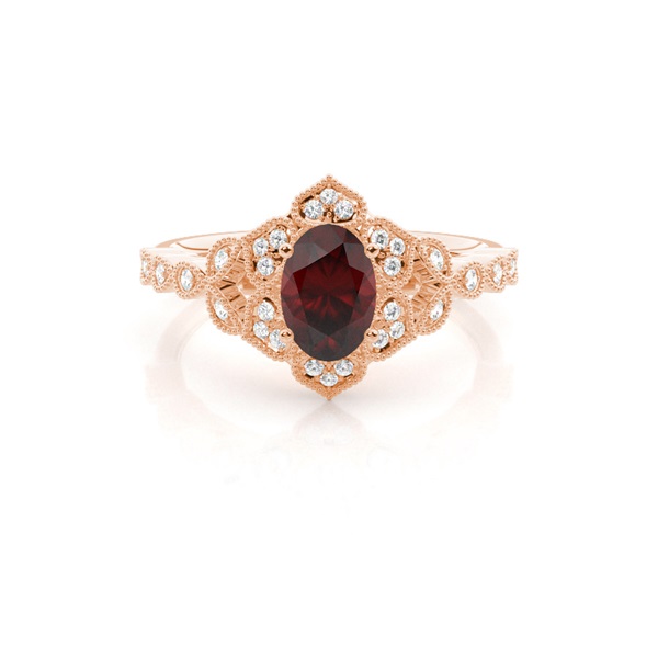 Prong Setting Oval Garnet Vintage Ring