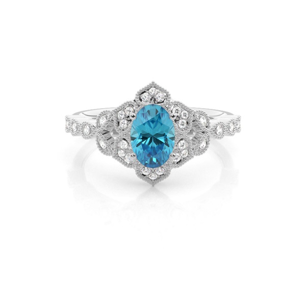 Prong Setting Oval Blue Topaz Vintage Ring