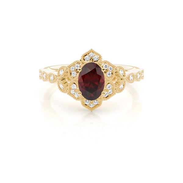 Prong Setting Oval Garnet Vintage Ring