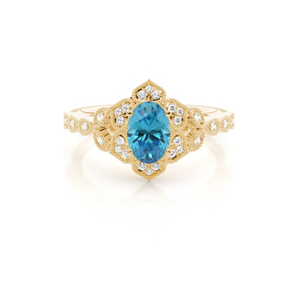 Prong Setting Oval Blue Topaz Vintage Ring
