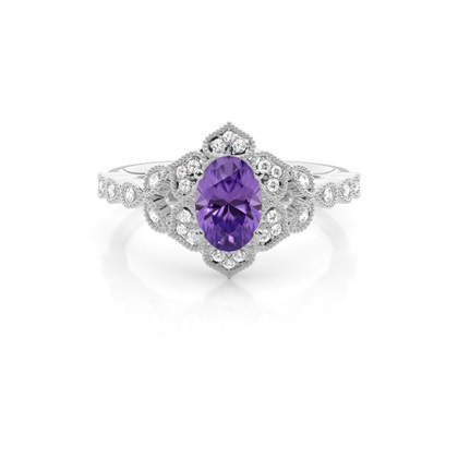 Prong Setting Oval Amethyst Vintage Ring