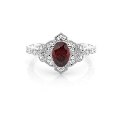 Prong Setting Oval Garnet Vintage Ring