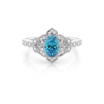 Prong Setting Oval Blue Topaz Vintage Ring