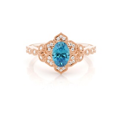Prong Setting Oval Blue Topaz Vintage Ring