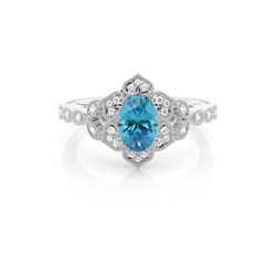Prong Setting Oval Blue Topaz Vintage Ring