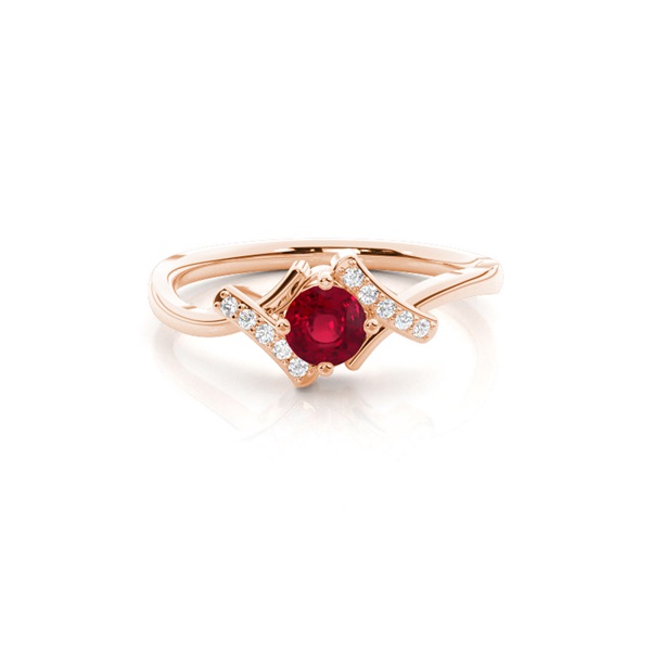 Prong Setting Round Ruby Side Stone Ring