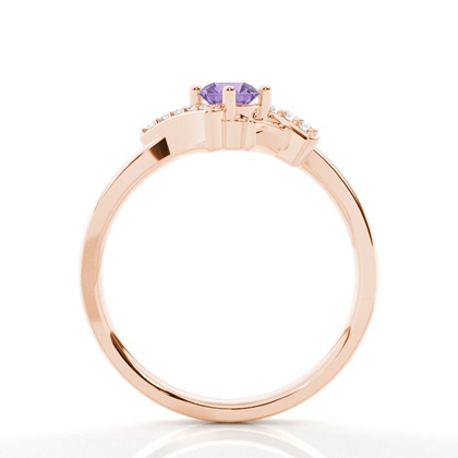 Prong Setting Round Amethyst Side Stone Ring