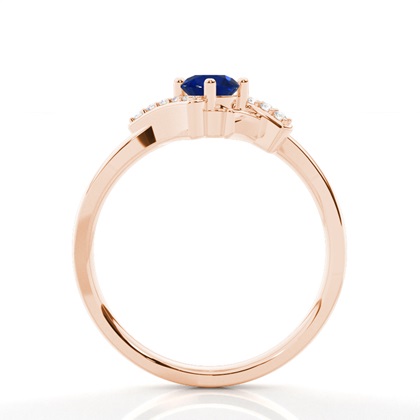 Krappenfassung Runder Blauer Saphir-Seitensteinring