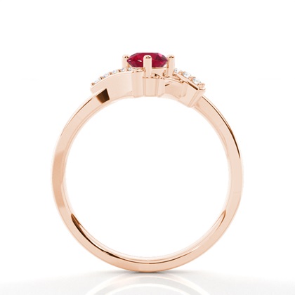 Prong Setting Round Ruby Side Stone Ring