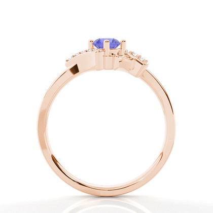 Prong Setting Round Tanzanite Sapphire Side Stone Ring