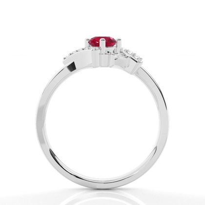 Prong Setting Round Ruby Side Stone Ring