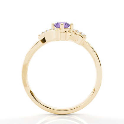 Prong Setting Round Amethyst Side Stone Ring