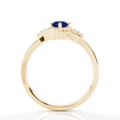 Krappenfassung Runder Blauer Saphir-Seitensteinring