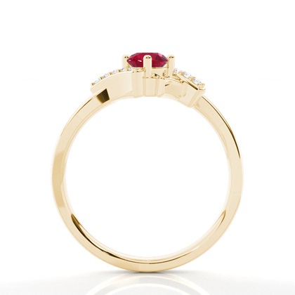Prong Setting Round Ruby Side Stone Ring