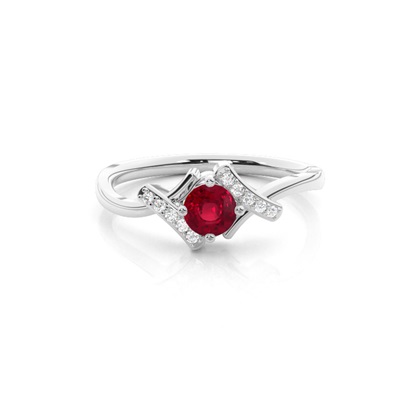 Prong Setting Round Ruby Side Stone Ring