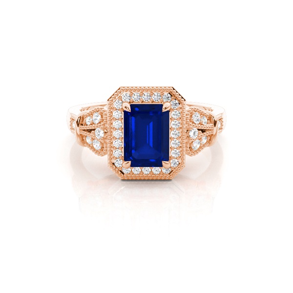 Prong Setting Blue Sapphire Side Stone Ring
