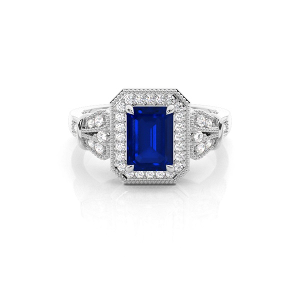 Prong Setting Blue Sapphire Side Stone Ring